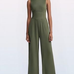 Sleeveless Olive Jumpsuit